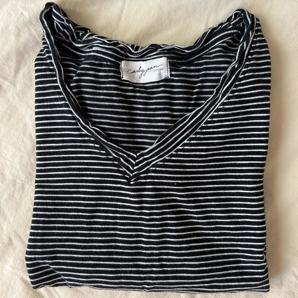 Carly Jean Los Angeles Black and White Striped Tee - Picture 3 of 3